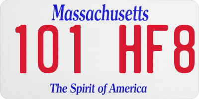 MA license plate 101HF8