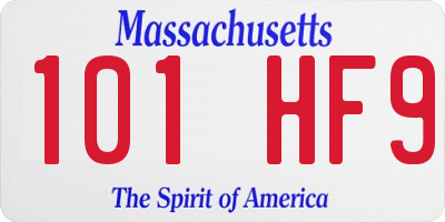 MA license plate 101HF9