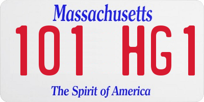 MA license plate 101HG1