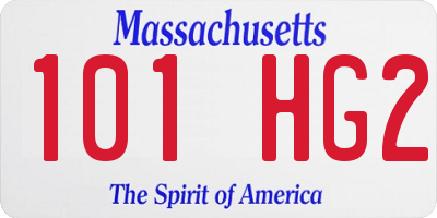 MA license plate 101HG2