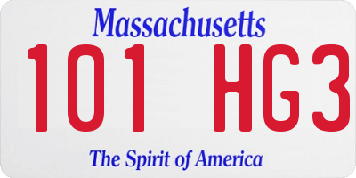 MA license plate 101HG3