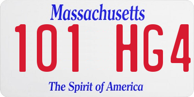 MA license plate 101HG4