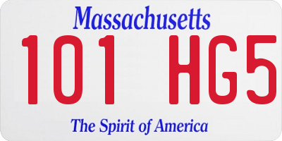 MA license plate 101HG5