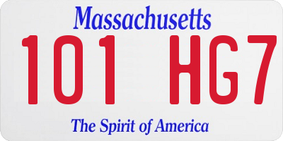 MA license plate 101HG7