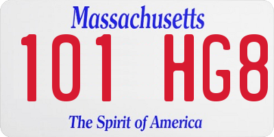 MA license plate 101HG8