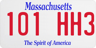 MA license plate 101HH3