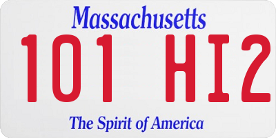 MA license plate 101HI2