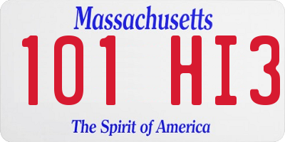 MA license plate 101HI3