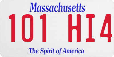 MA license plate 101HI4