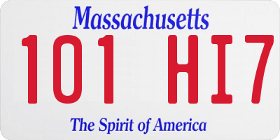 MA license plate 101HI7