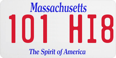 MA license plate 101HI8