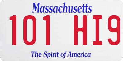 MA license plate 101HI9