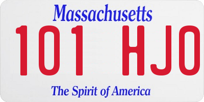 MA license plate 101HJ0