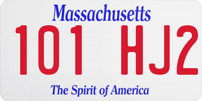 MA license plate 101HJ2