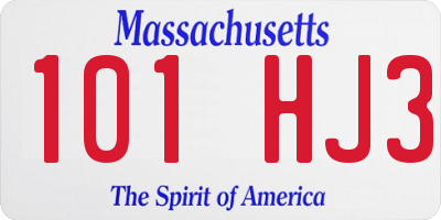 MA license plate 101HJ3