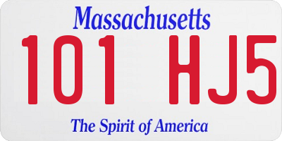 MA license plate 101HJ5