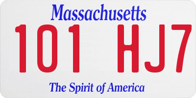 MA license plate 101HJ7