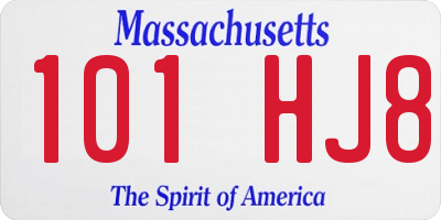 MA license plate 101HJ8