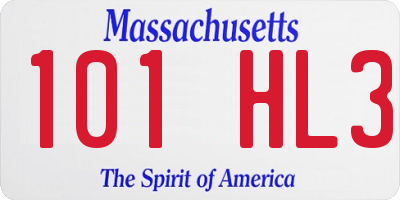 MA license plate 101HL3