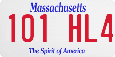 MA license plate 101HL4