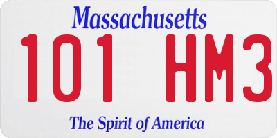 MA license plate 101HM3