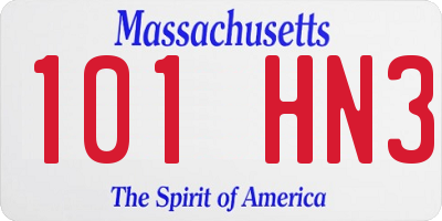 MA license plate 101HN3