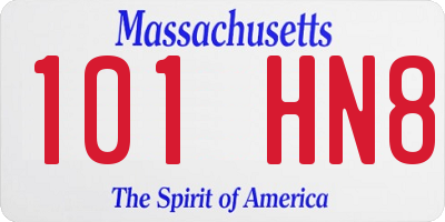 MA license plate 101HN8