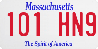 MA license plate 101HN9