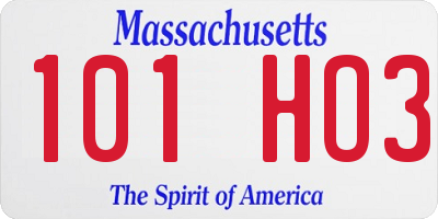 MA license plate 101HO3