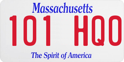 MA license plate 101HQ0