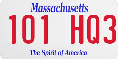 MA license plate 101HQ3