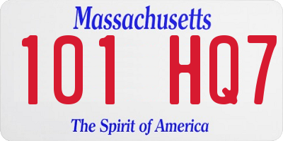 MA license plate 101HQ7