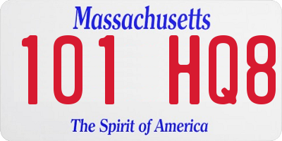 MA license plate 101HQ8