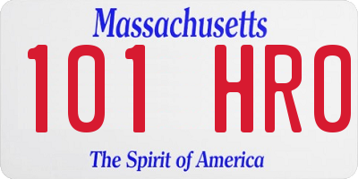 MA license plate 101HR0