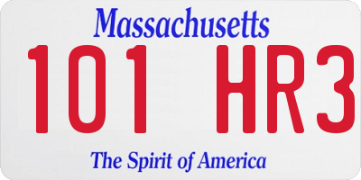 MA license plate 101HR3