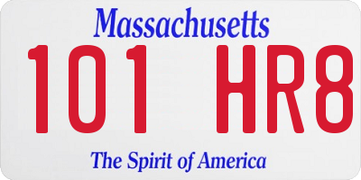 MA license plate 101HR8