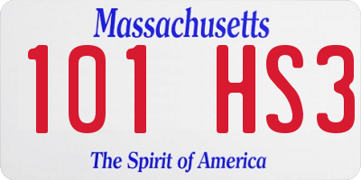 MA license plate 101HS3