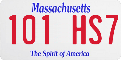 MA license plate 101HS7