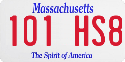 MA license plate 101HS8