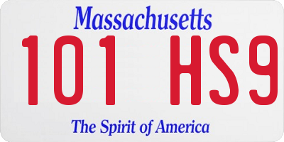 MA license plate 101HS9