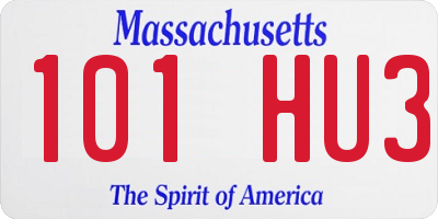 MA license plate 101HU3