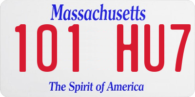 MA license plate 101HU7