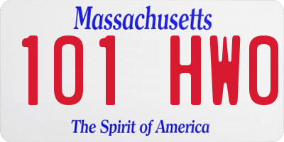 MA license plate 101HW0