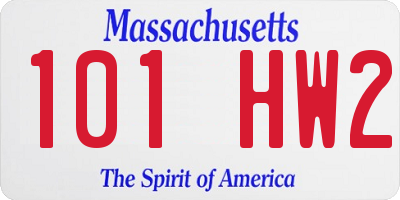 MA license plate 101HW2