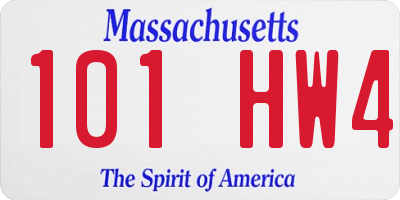 MA license plate 101HW4