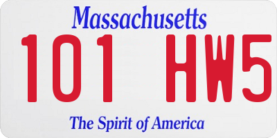 MA license plate 101HW5