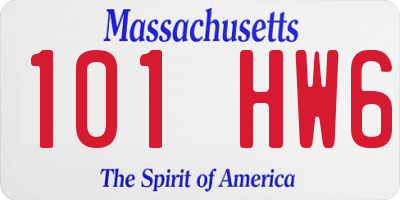 MA license plate 101HW6