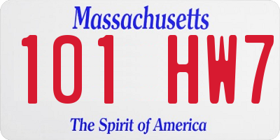 MA license plate 101HW7