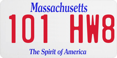 MA license plate 101HW8