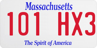 MA license plate 101HX3